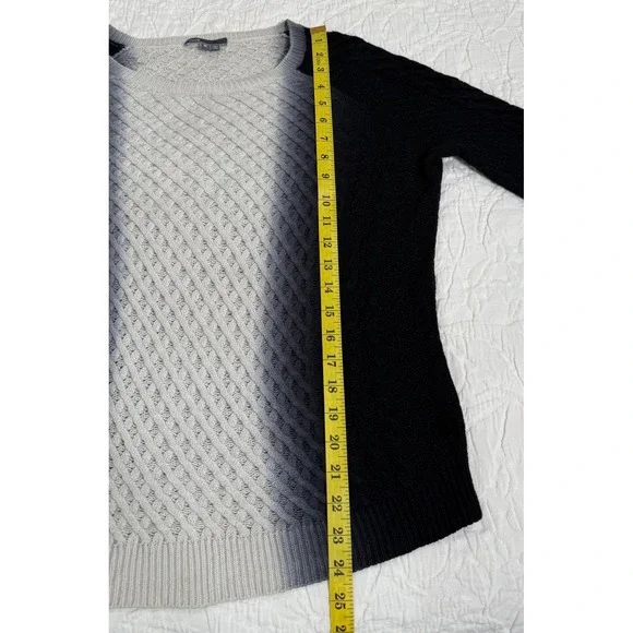 Vince Wool Cashmere Ombre Knit Sweater Women's M Black Grey White Cable Knit - Picture 4 of 7